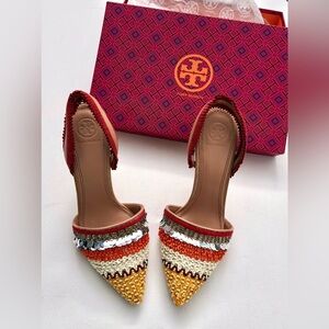 Tory Burch ISLE 105MM SLINGBACK EMBELLISHMENT/SUEDE/NAPPA NATURAL
VACHETTA 7